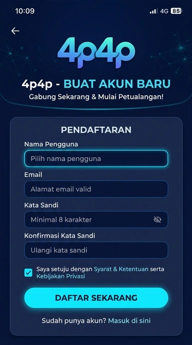 Cara Mudah Membuat Akun Baru di 4p4p