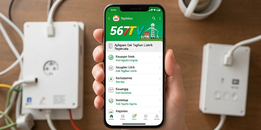 Antarmuka aplikasi 567TV untuk cek tagihan listrik yang user-friendly.