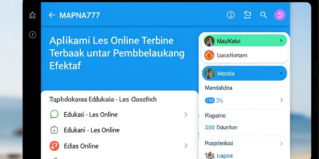 Tampilan antarmuka MAPNA777 yang user-friendly untuk Les Online.