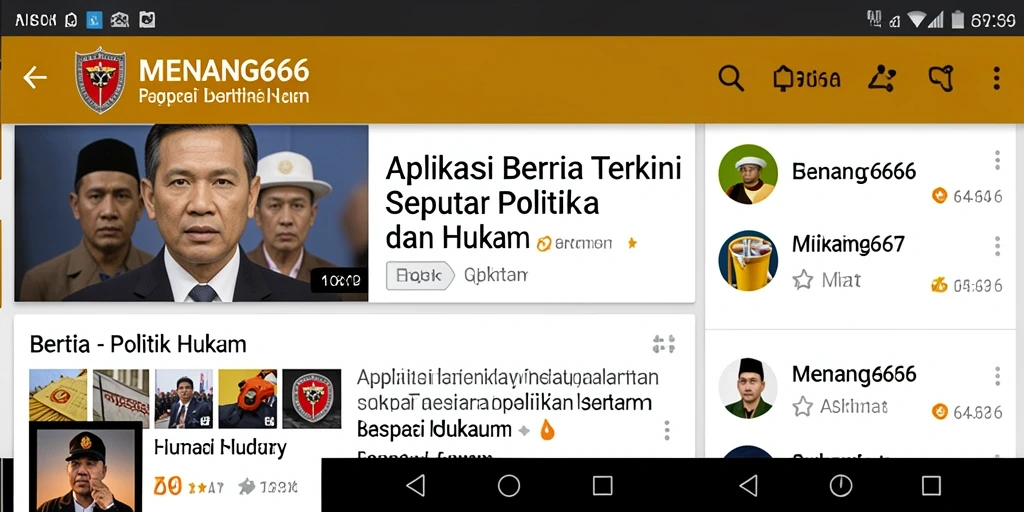 Antarmuka utama MENANG666 dengan berita politik terkini.