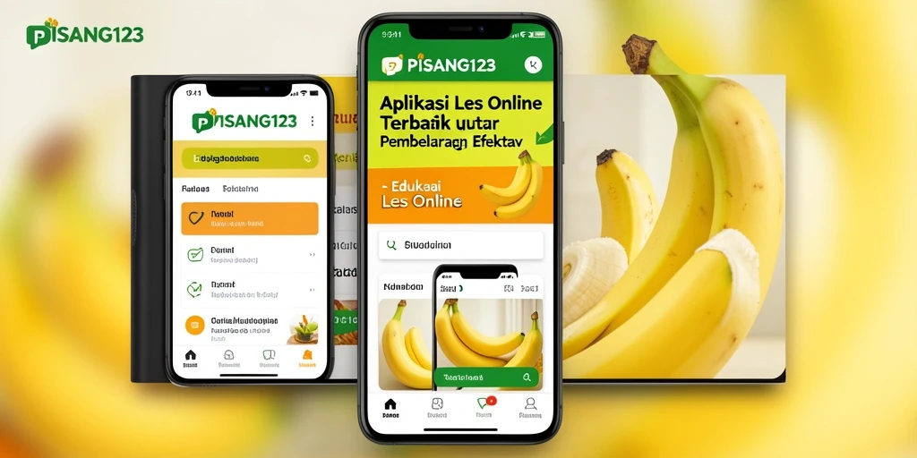 Tampilan antarmuka aplikasi PISANG123 yang user-friendly untuk Les Online.