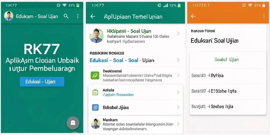 Antarmuka RK77 menampilkan berbagai pilihan soal ujian interaktif.