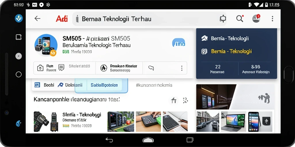 Screenshot antarmuka aplikasi SM605 yang menampilkan berita teknologi terbaru.